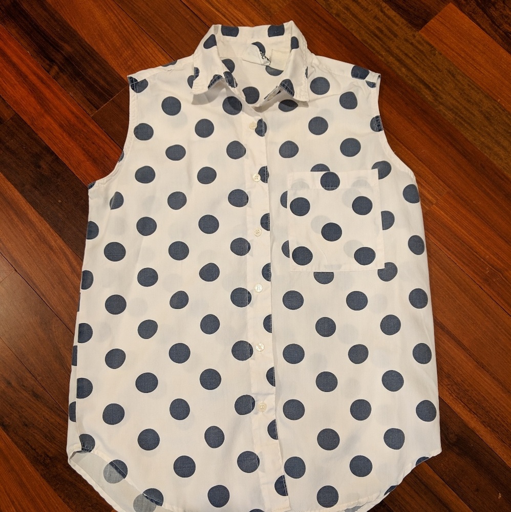 Vintage black & white polkadot tank